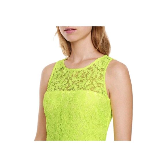 J.Crew Collection Neon Yellow Sleeveless Shift Lace Formal Dress  Size 4 - Picture 3 of 8